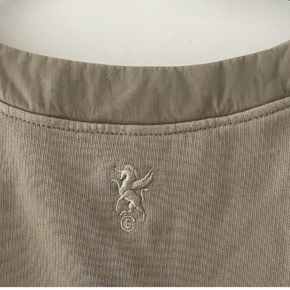 European Culture Sweatshirt Size Large Khaki Color Quilted Front Crew Neckline - Picture 3 of 6